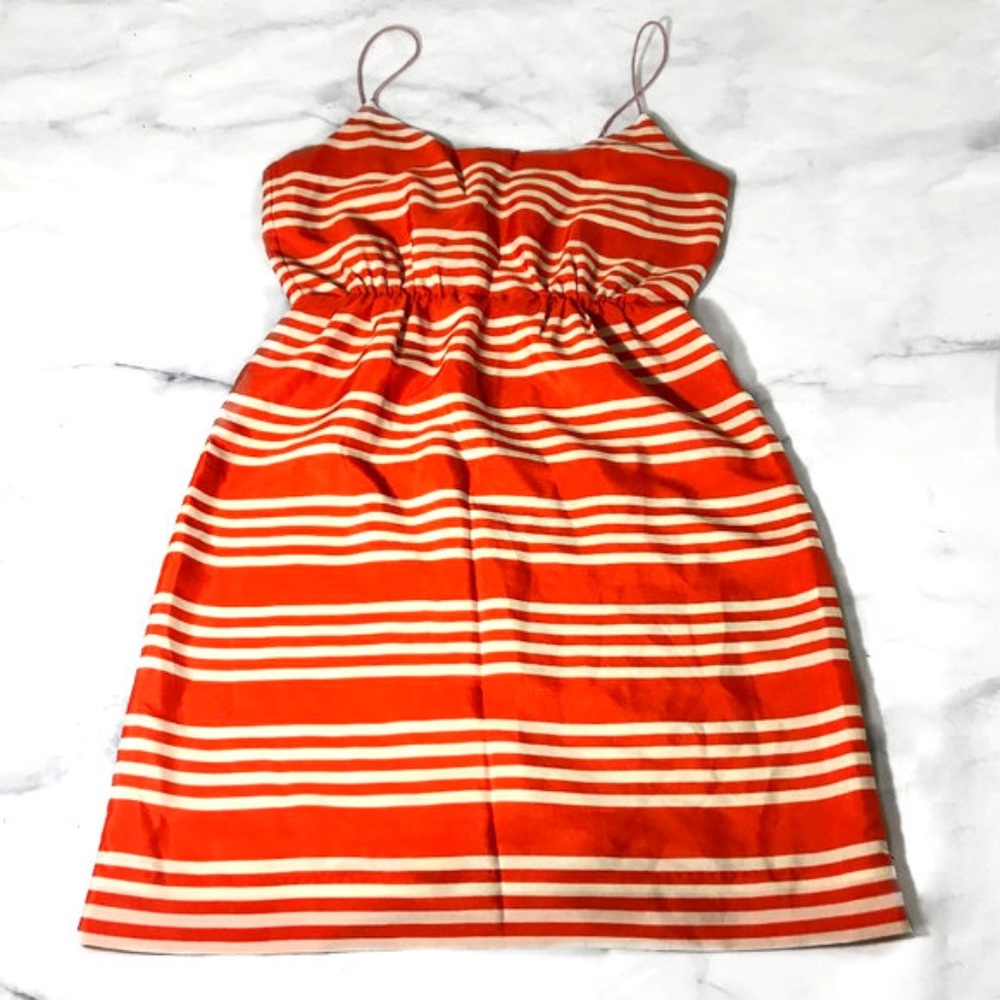 J. Crew Orange & Cream Printed Blouson Tank Dress